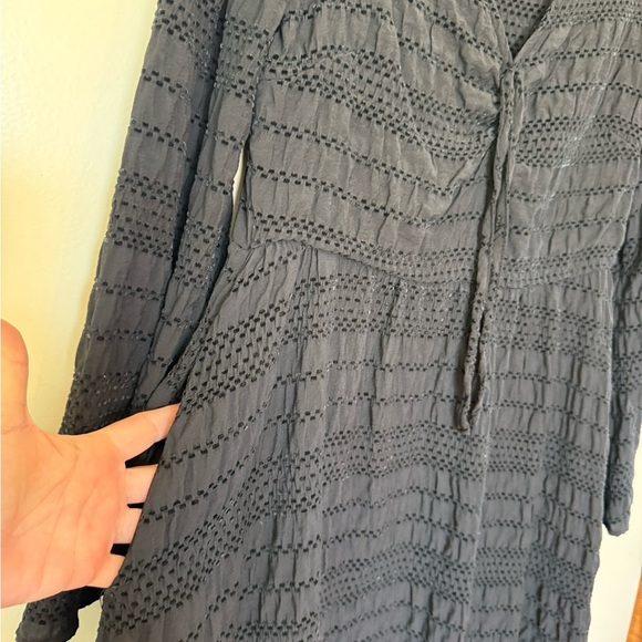 Disturbia Black Long Bell Sleeve V-Neck Mini Dress in Size 6 - Picture 2 of 9